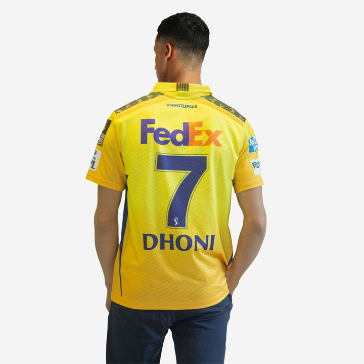 Chennai Super Kings Authentic Match Jersey IPL 2025 Adult Dhoni 7 Half Sleeve