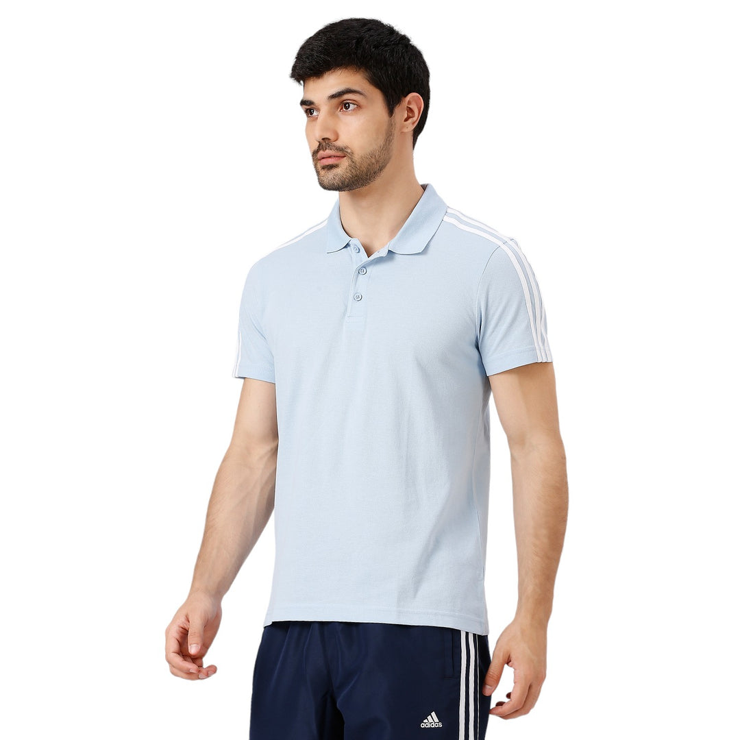 Adidas Men Adult Lifestyle Base 3S Regular fit Polo Neck Tshirt Poly Cotton for All Season