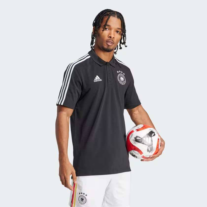 Adidas Men Adult Football Germany Dna 3 Stripes Polo Tshirt Round Neck playR