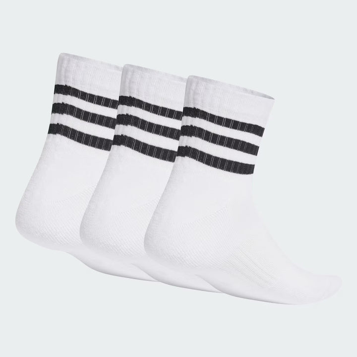 Adidas Unisex Adult Training 3-Stripes Cushioned Sportswear Mid-Cut Socks 3 Pairs Recycled Polyester for All Season