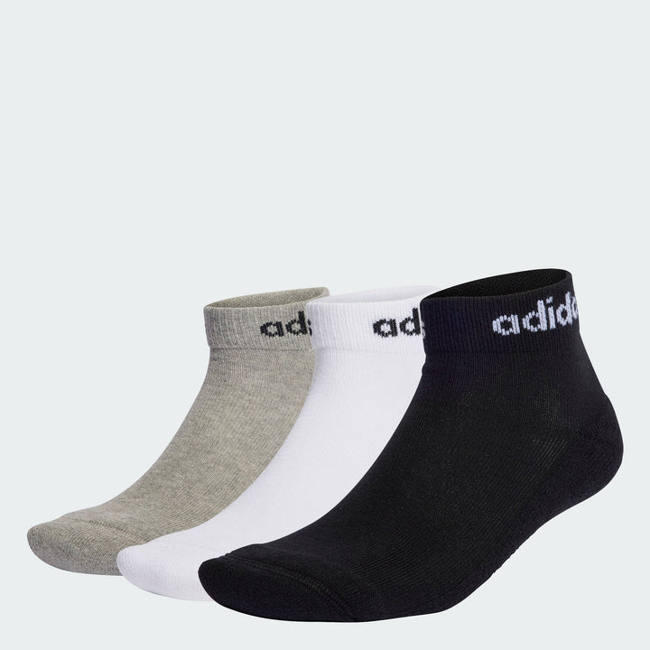 Adidas Men Adult Training Linear Ankle Cushioned Socks (Pack of 3) Cotton All Season