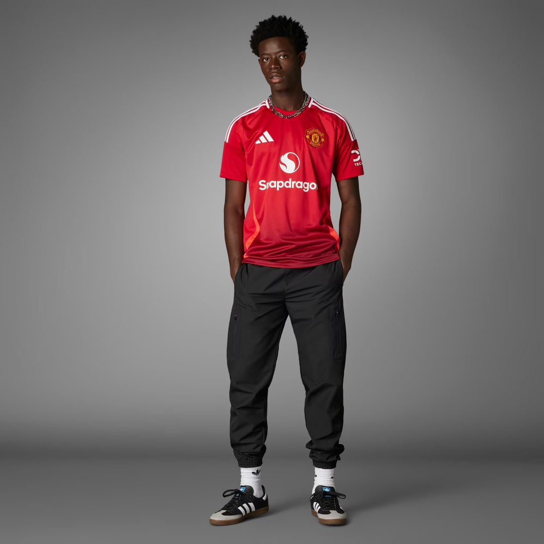 Adidas x Manchester United Men Adult FootBall 24/25 Home Jersey Regular fit Round Neck Tshirt Polyester for All Season