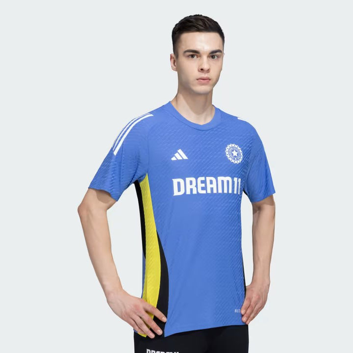 Adidas X Team India Men Adult Cricket India Cricket Training Jersey Round Neck Regular Fit Polyester Tshirt For All Season