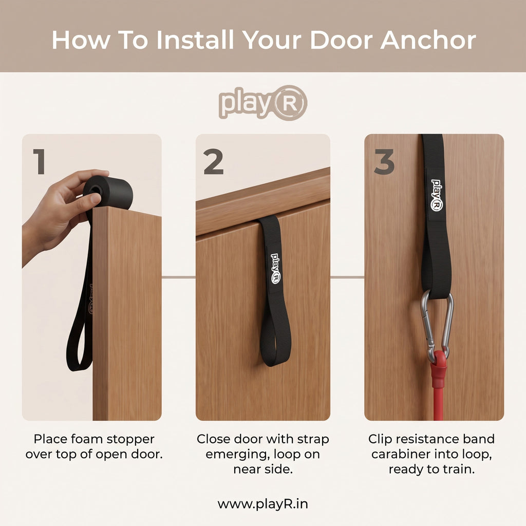 playR Door Anchor for Heavy Resistance Bands, Black Foam