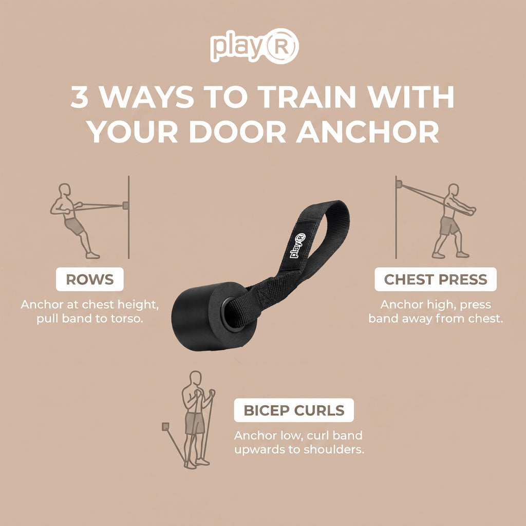 playR Door Anchor for Heavy Resistance Bands, Black Foam