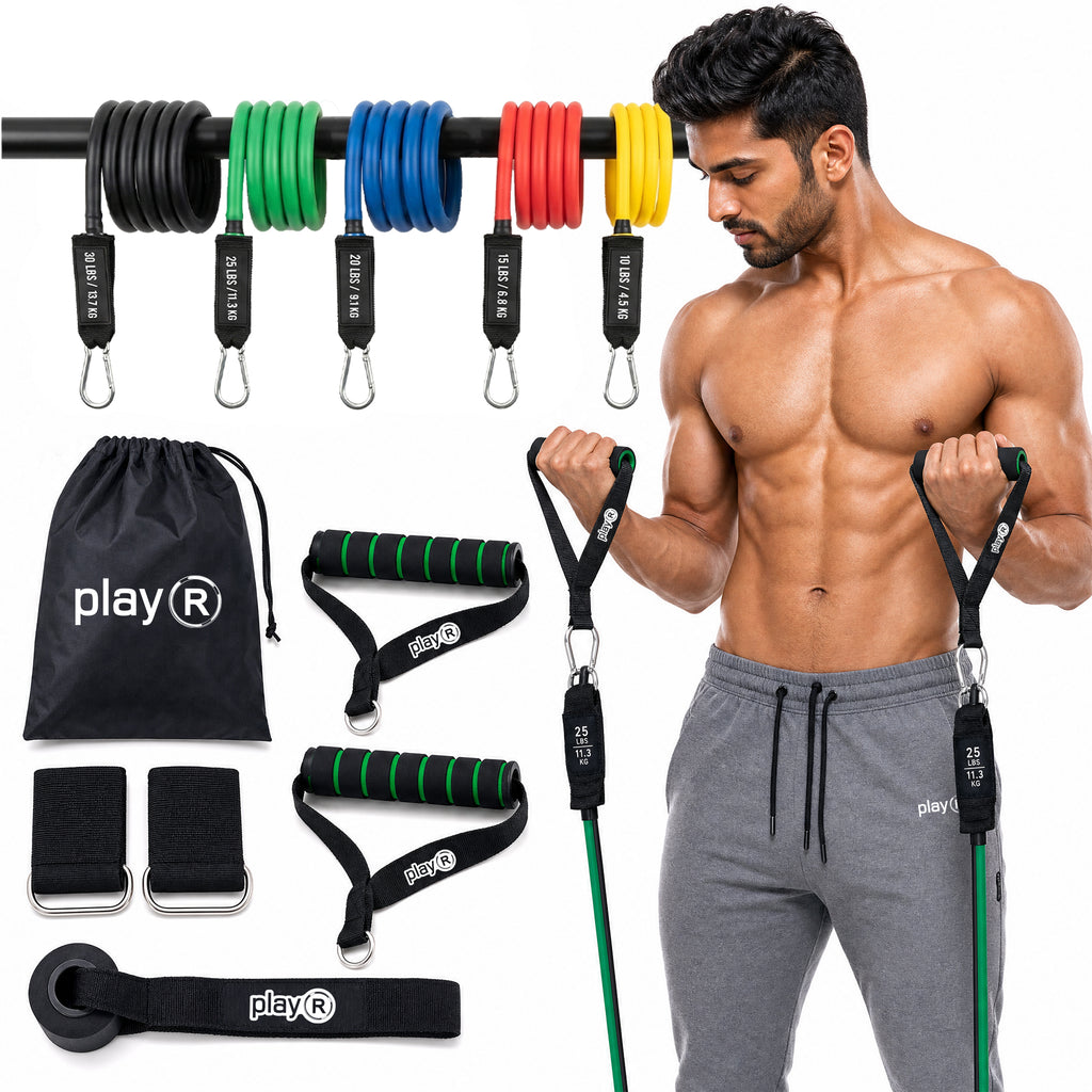 playR 11-Piece Resistance Band Set with Handles & Door Anchor
