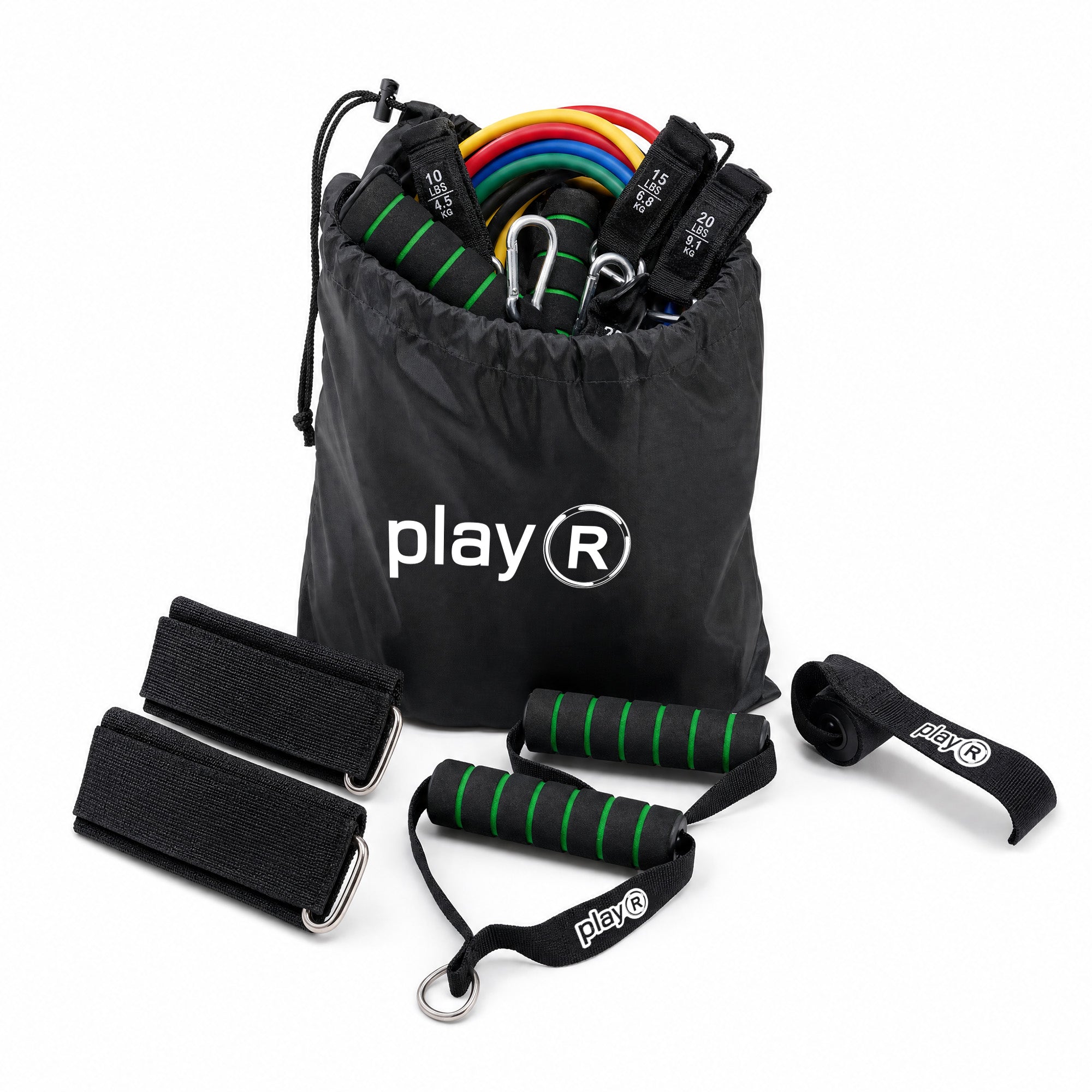 playR 11-Piece Resistance Band Set with Handles & Door Anchor