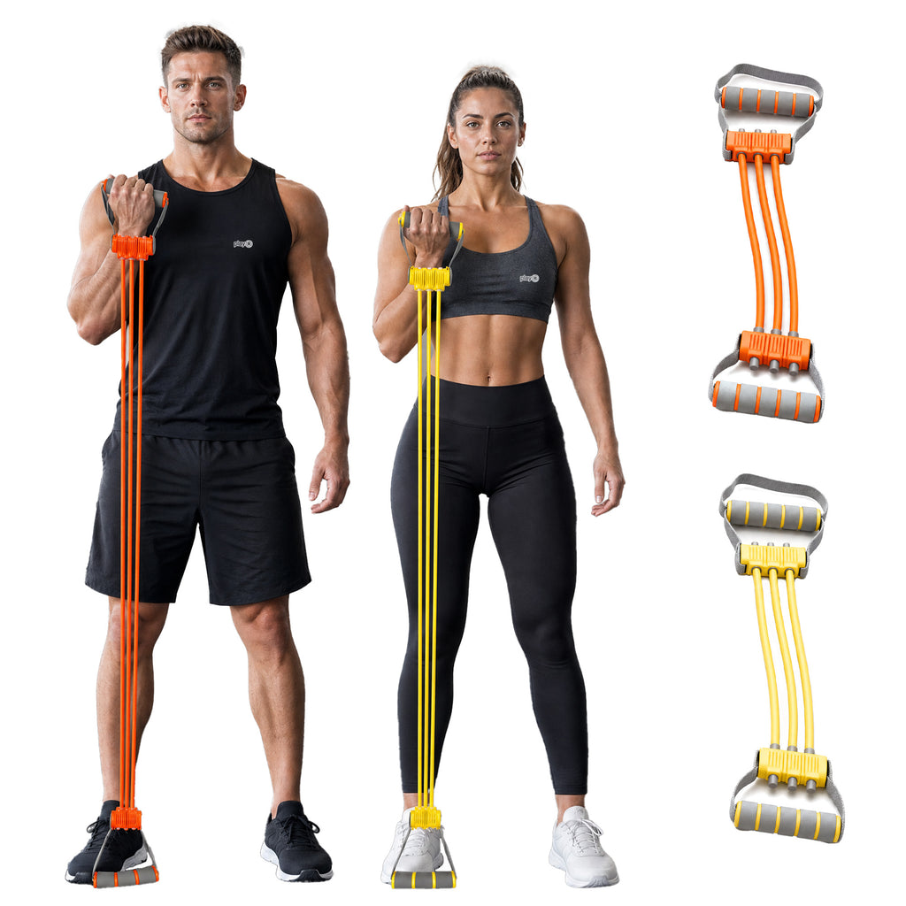 playR Chest Upper Body Resistance Band Set of 2, 3 Detachable Tubes 10-30 Kgs Each