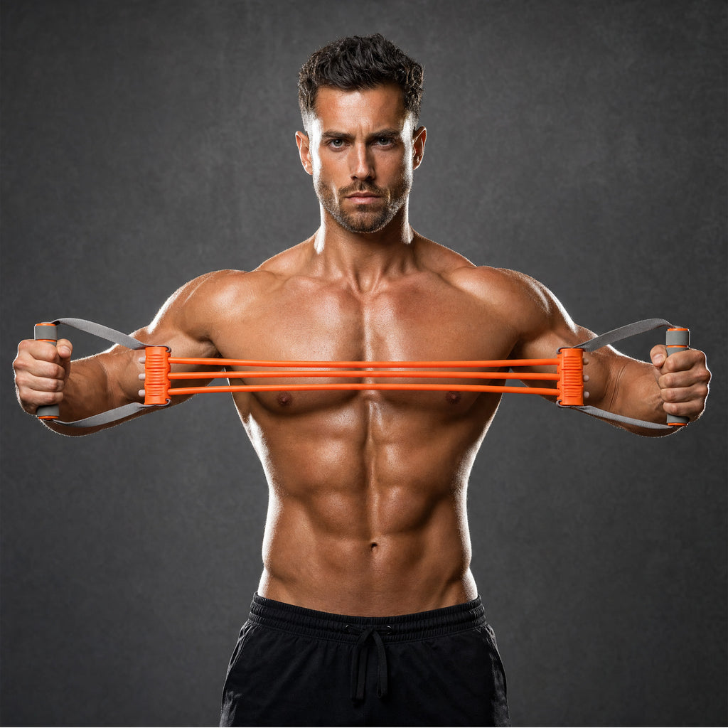 playR Chest Upper Body Resistance Band Set of 2, 3 Detachable Tubes 10-30 Kgs Each