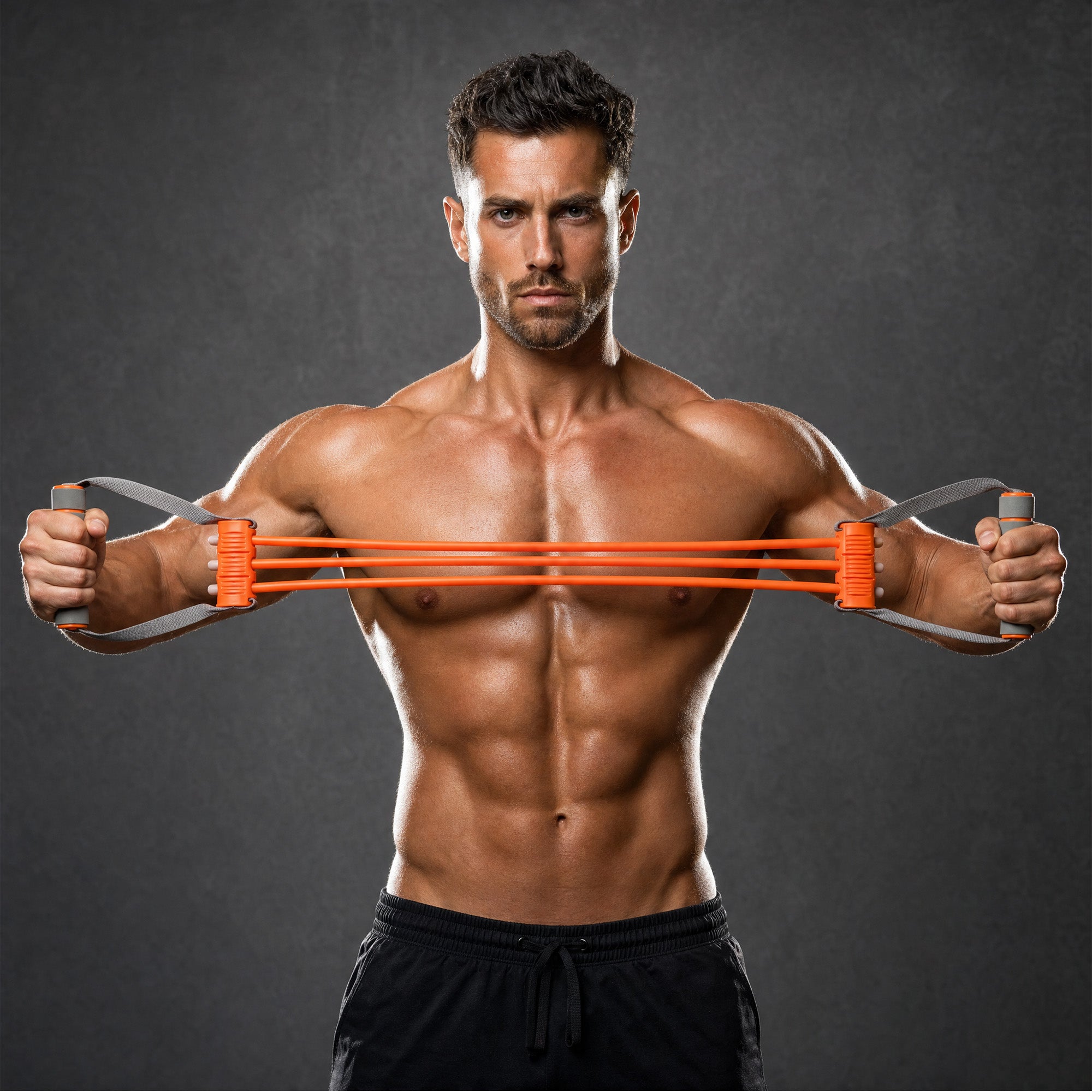playR Chest Upper Body Resistance Band Set of 2, 3 Detachable Tubes 10-30 Kgs Each