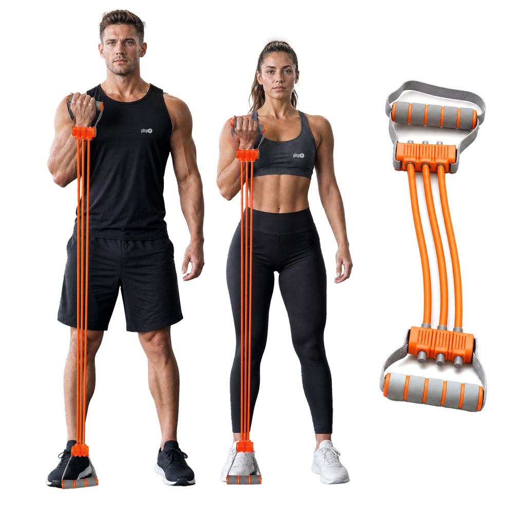 playR Chest Upper Body Resistance Band, 3 Detachable Tubes 10-30 Kgs Orange