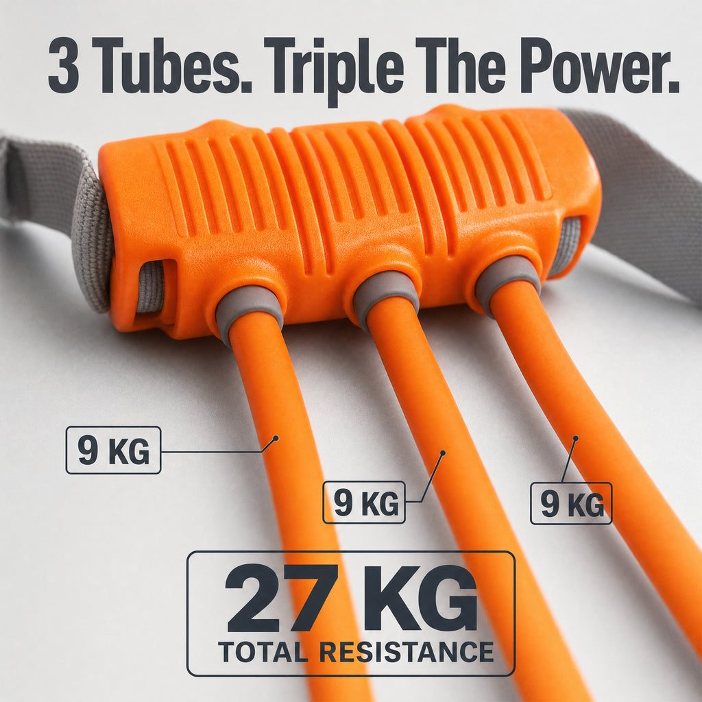 playR Chest Upper Body Resistance Band, 3 Detachable Tubes 10-30 Kgs Orange