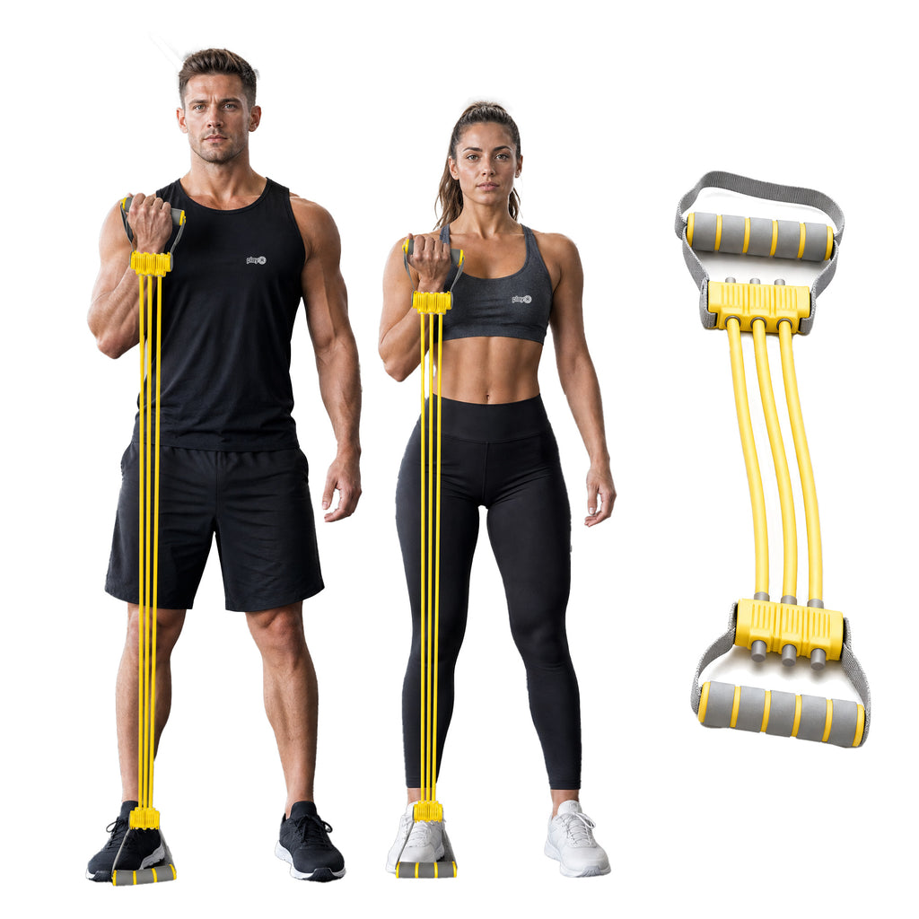 playR Chest Upper Body Resistance Band, 3 Detachable Tubes 10-30 Kgs Yellow