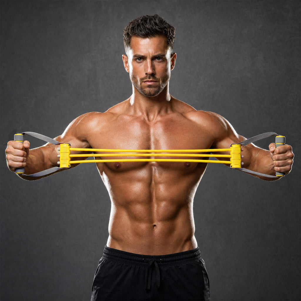playR Chest Upper Body Resistance Band, 3 Detachable Tubes 10-30 Kgs Yellow
