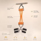 playR Pedal Tummy Trimmer Resistance Band, 3 Detachable Tubes 10-30 Kgs Orange