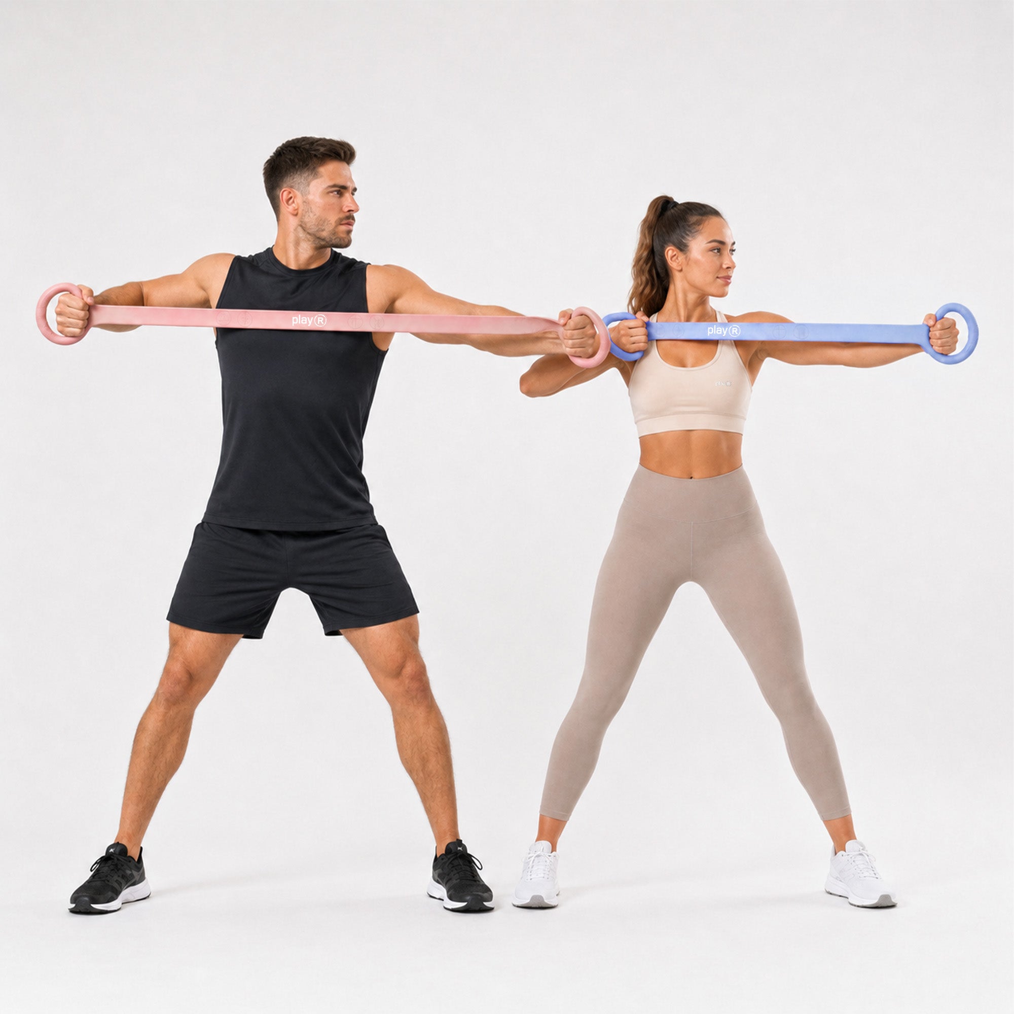 playR Silicon Puller Resistance Band Set of 2, 8-10 Kgs Each, Blue and Pink Secondary image
