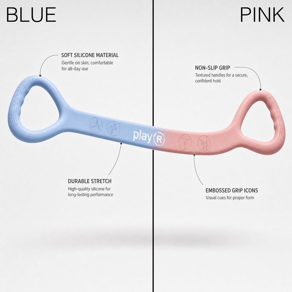 playR Silicon Puller Resistance Band Set of 2, 8-10 Kgs Each, Blue and Pink