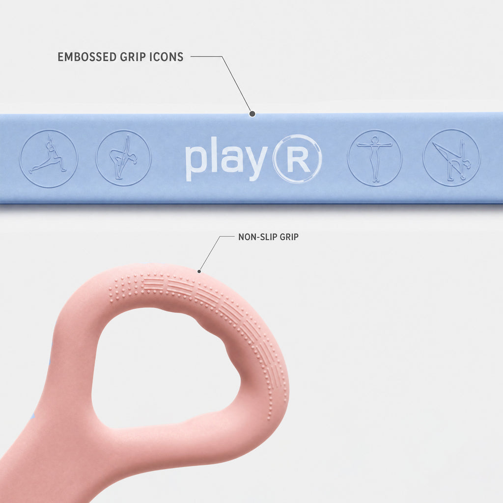 playR Silicon Puller Resistance Band Set of 2, 8-10 Kgs Each, Blue and Pink