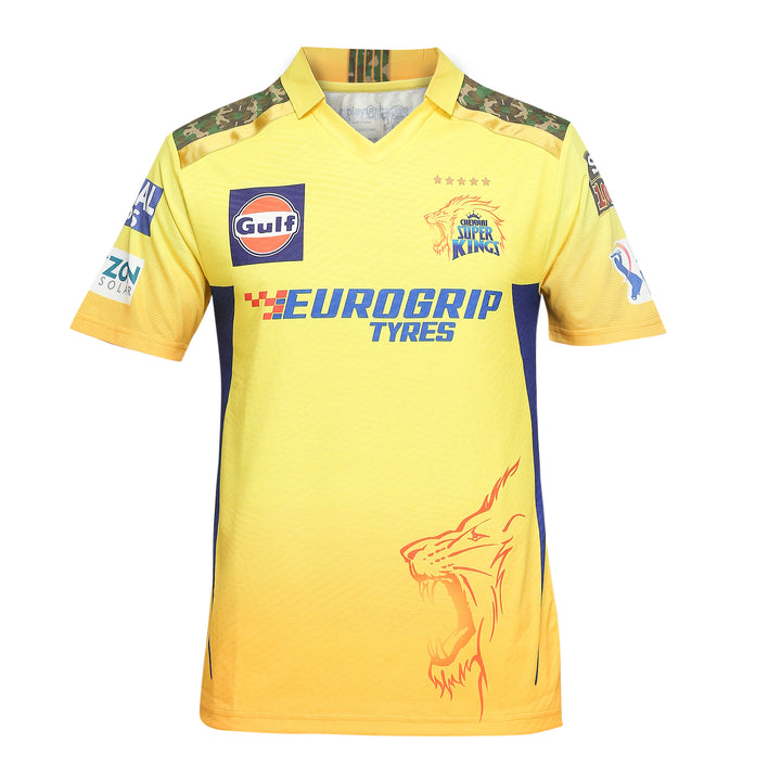 CSK Official Match Jersey - Dhoni 7 - Kids (Half Sleeve)