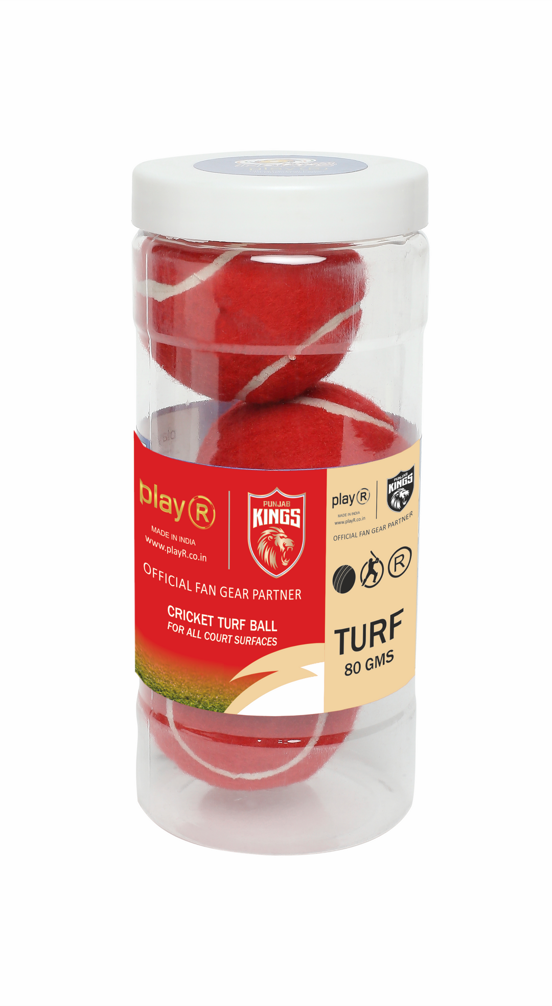 PBKS Tennis Ball - Red (80 Gms) (Pack of 3)