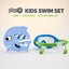 playR Fish Print Swim Cap &amp; Anti-Fog Goggles with Earplugs for Kids - Blue