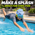 playR Fish Print Swim Cap &amp; Anti-Fog Goggles with Earplugs for Kids - Blue