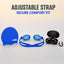 playR Swim Cap, Goggles, Ear Plugs &amp; Nose Clip Combo for Adults - Light Blue
