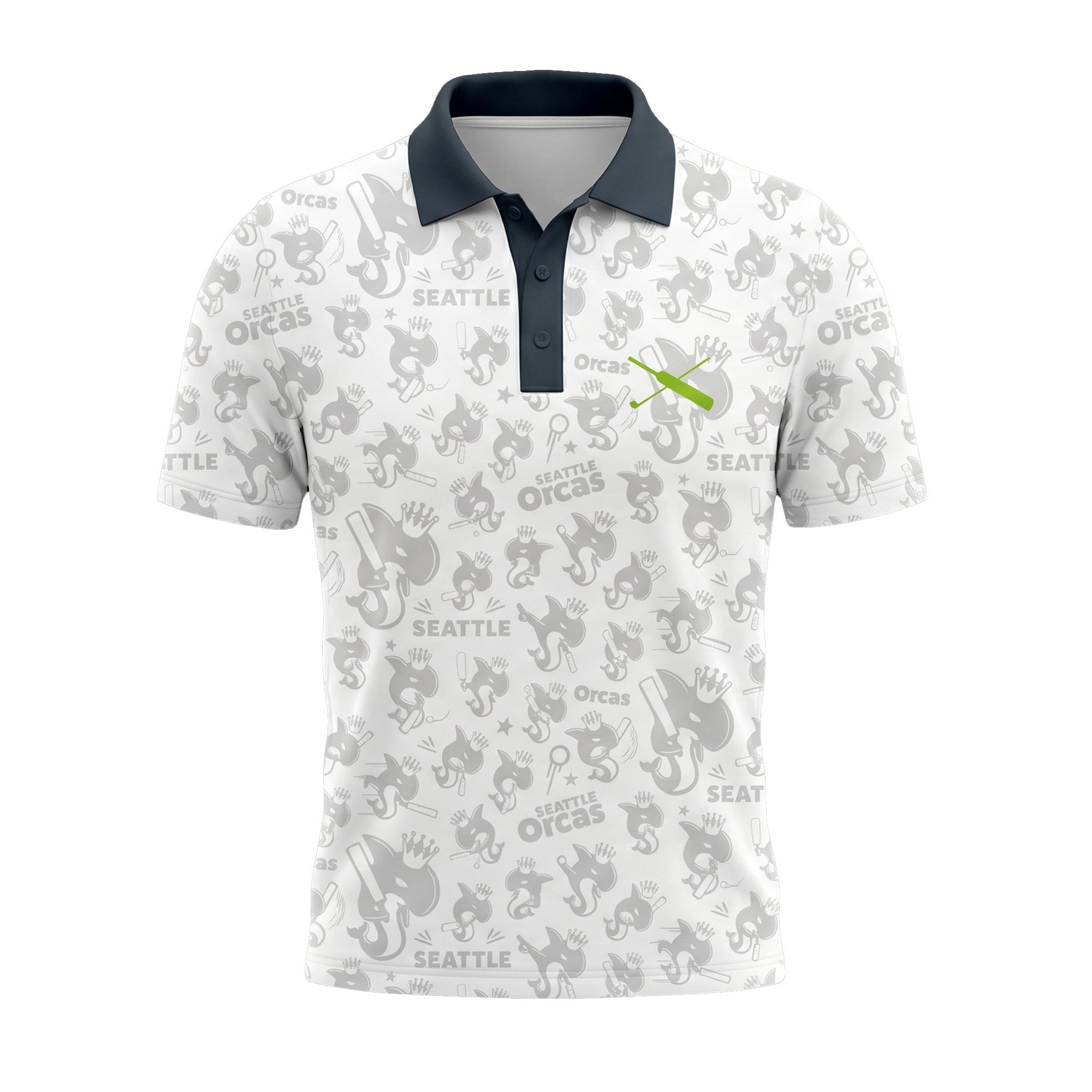 Seattle Orcas Authentic Golf Polo Half Sleeve White/Grey Main image