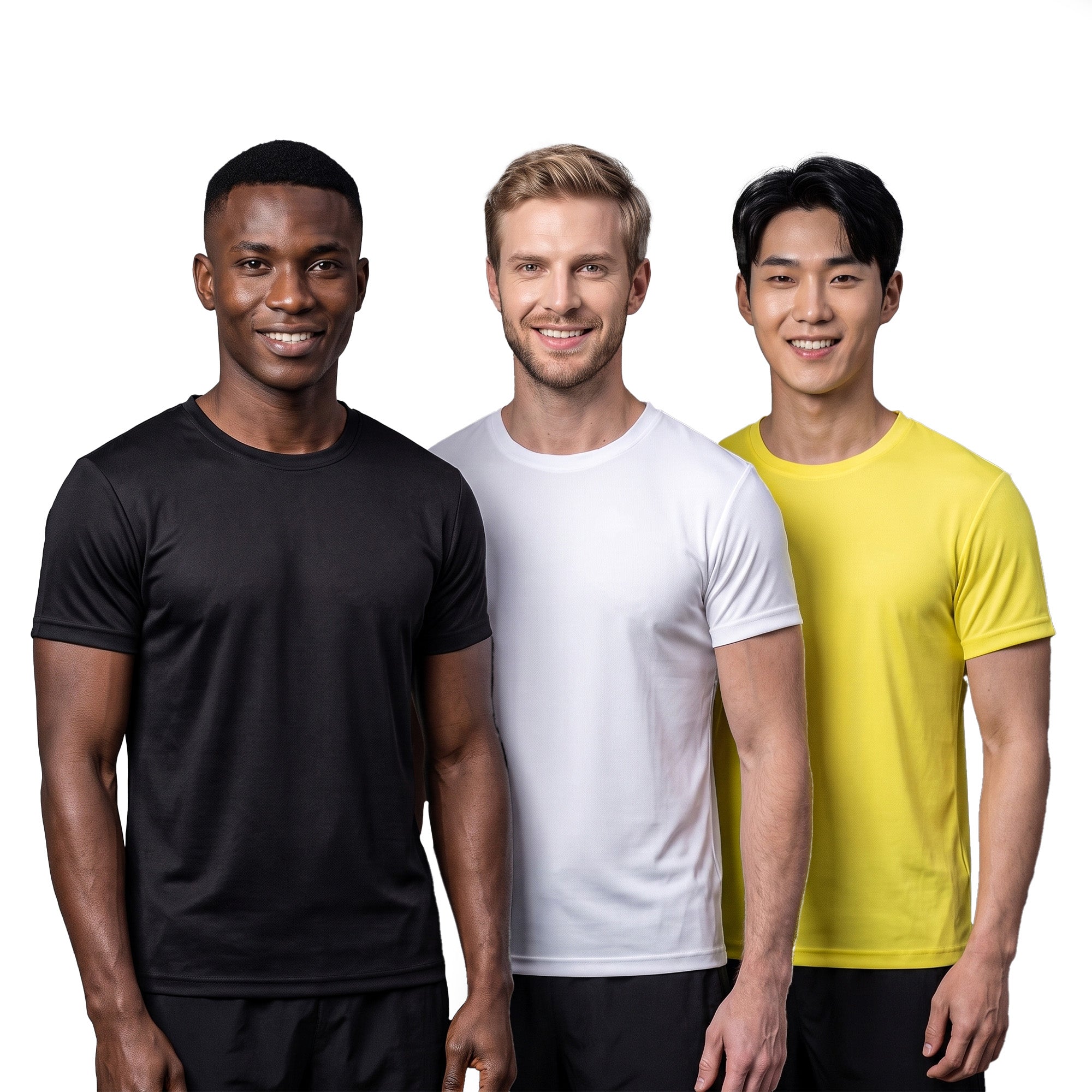 playR Men's Training Tee Pack of 3 - White/Black/Yellow Main image