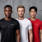 playR Men's Training Tee Pack of 3 Black White Red Quick Dry Sports T-Shirts