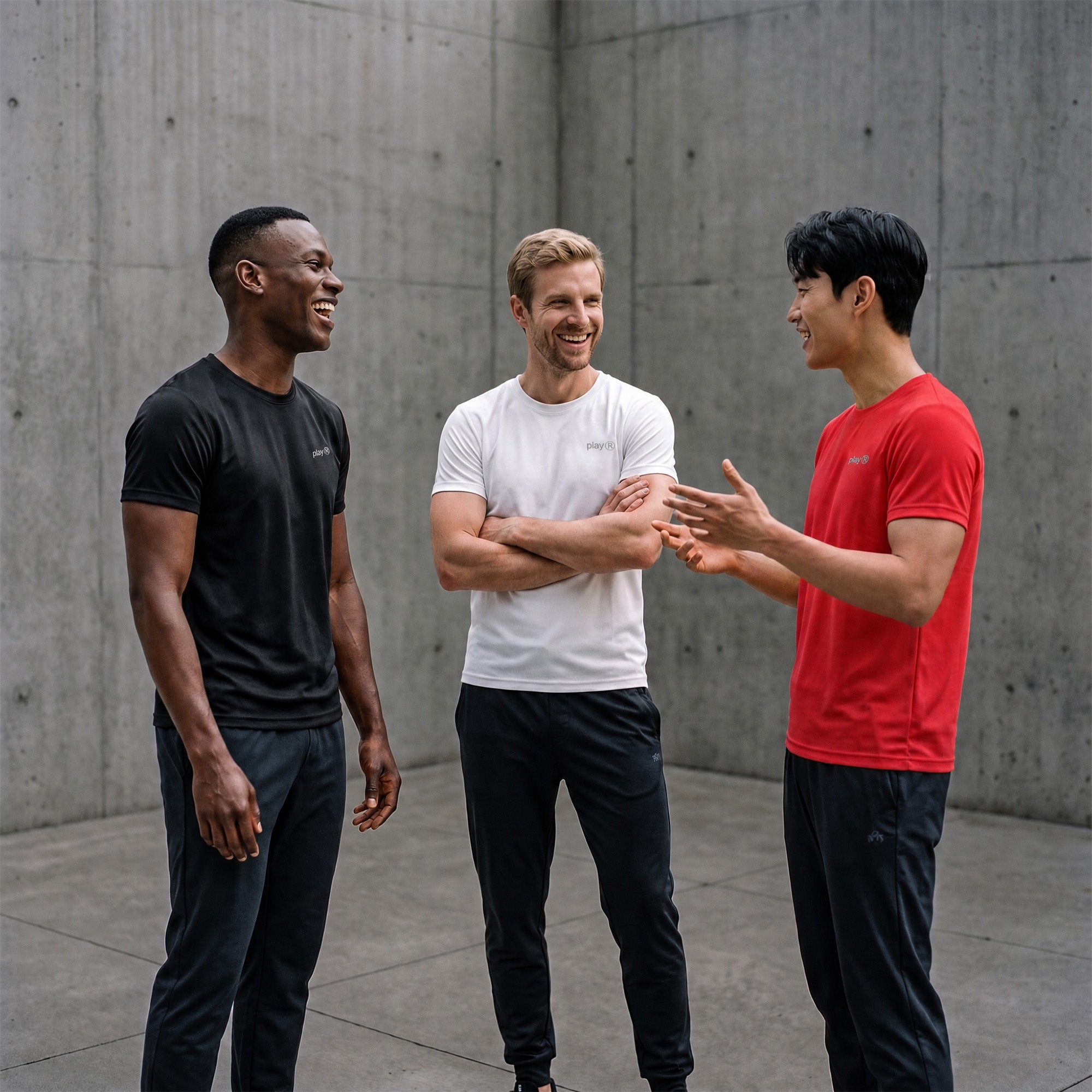 playR Men's Training Tee Pack of 3 Black White Red Quick Dry Sports T-Shirts