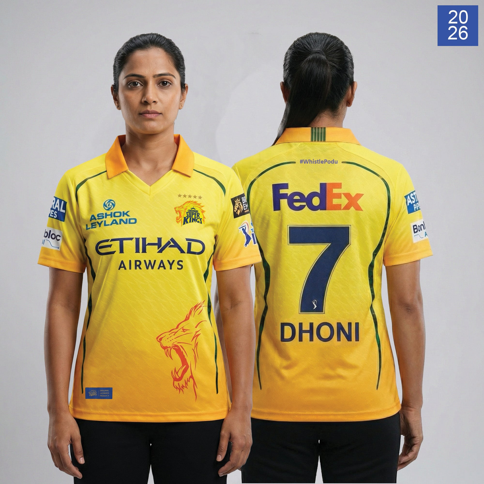 CHENNAI SUPER KINGS AUTHENTIC MATCH JERSEY IPL 2026 ADULT DHONI 7 HALF SLEEVE Secondary image