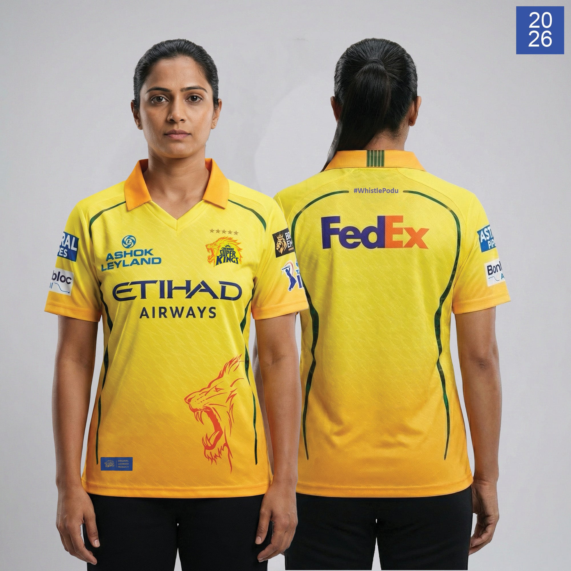 CHENNAI SUPER KINGS AUTHENTIC MATCH JERSEY IPL 2026 ADULT PLAIN HALF SLEEVE Secondary image