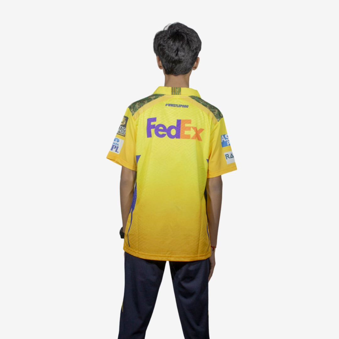 Chennai Super Kings Authentic Match Jersey IPL 2025 Kids Plain Half Sleeve