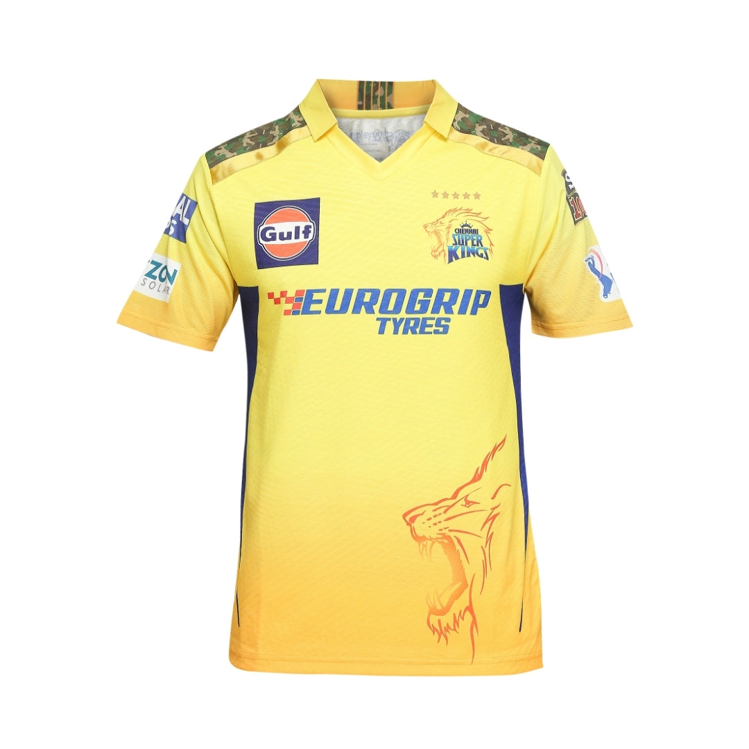 CSK Official Match Jersey - Dhoni 7 - Kids (Half Sleeve)