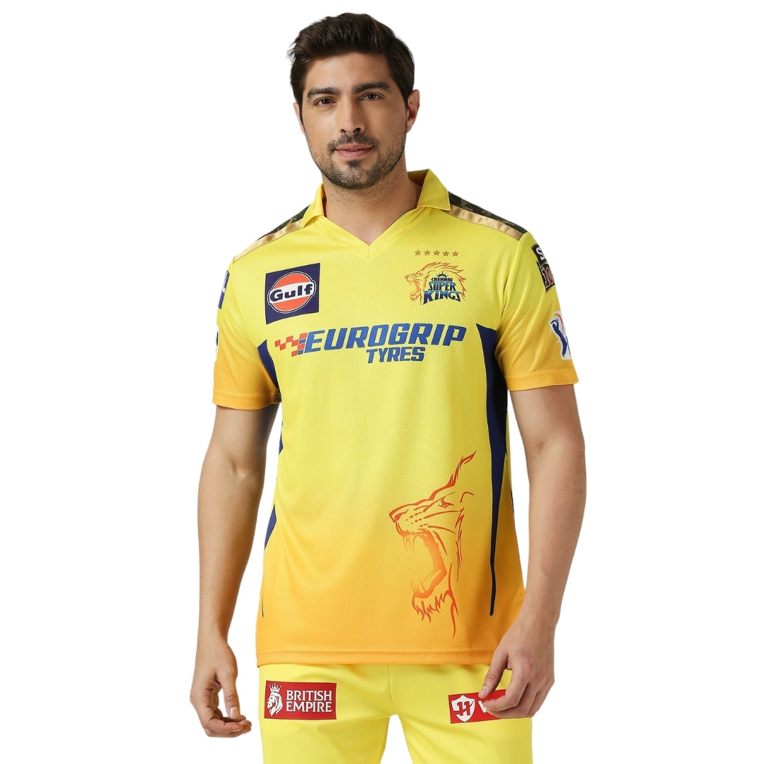 CSK Fan Jersey 2024 - Dhoni 7 (Half Sleeve)